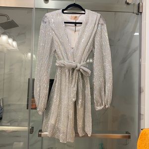 sequence wrap dress